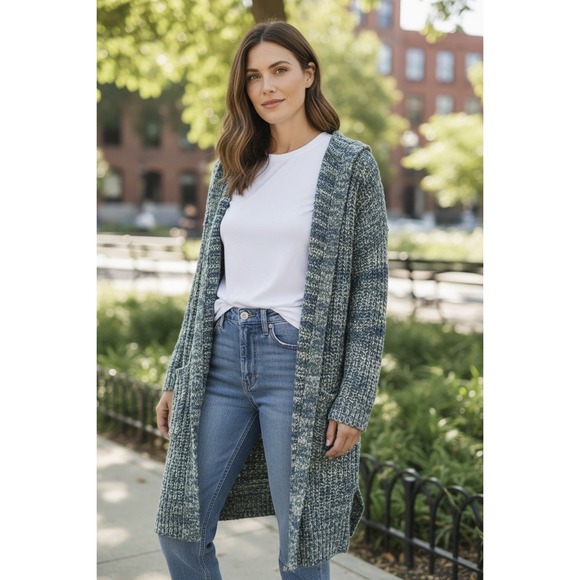 *Flawed Sundance Long Cardigan Sweater Space Dye Duster Hooded Wool Blend Small - Picture 16 of 16